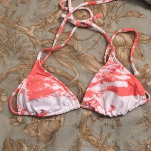 Pink and white bikini top